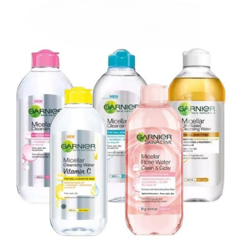 Garnier Micellar Water 400ml / Pink Biru Kuning Biphase Oil 400 ml