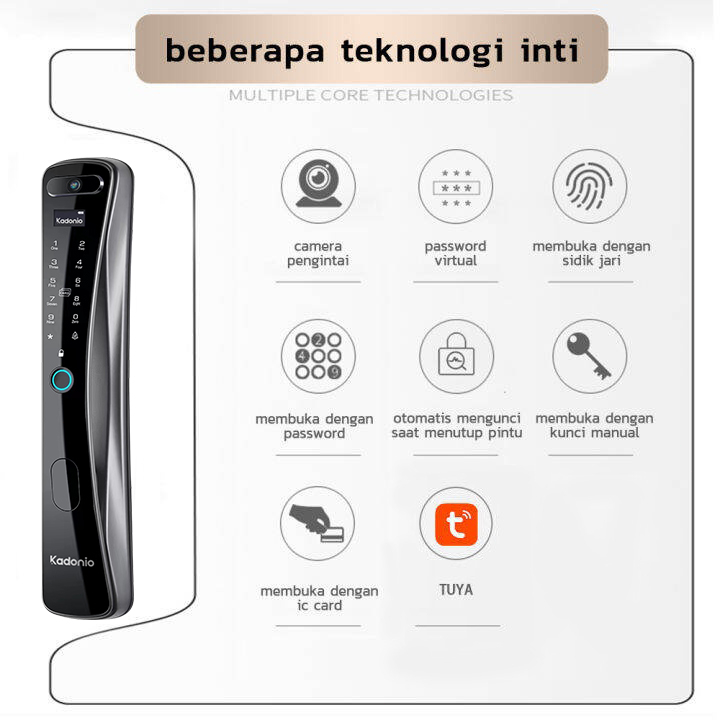 Kadonio kunci pintar Otomatis App dengan Face Id membuka kunci kunci pintu digital Smart Lock kunci pintu fingerprint