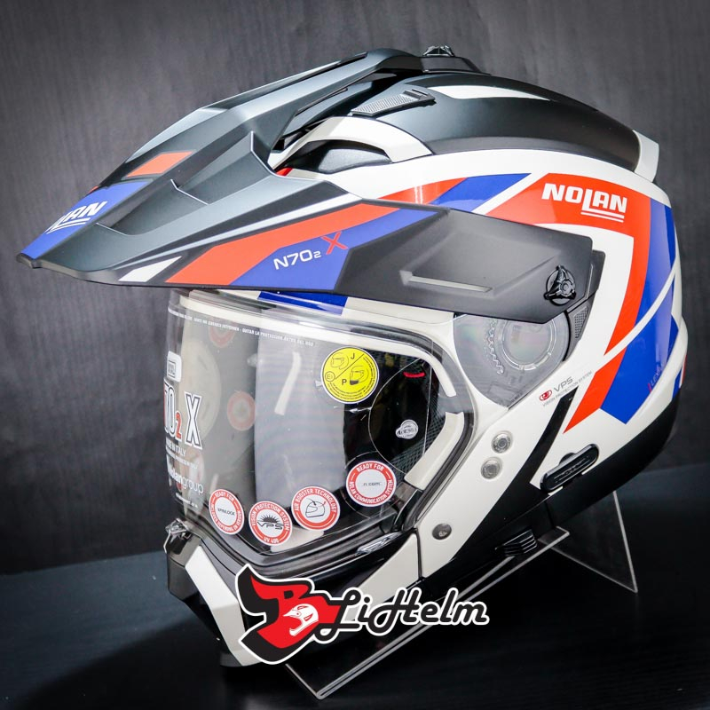 HELM NOLAN N702 X GRANDES ALPES 026 METAL WHITE N70.2 X SUPERMOTO HELMET SNI