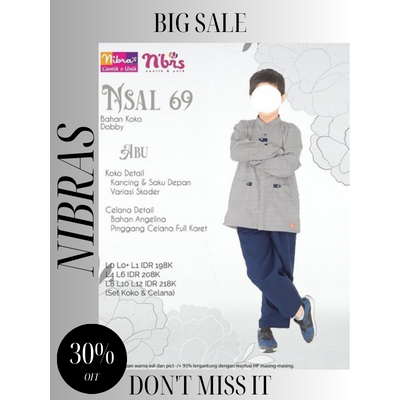 PROMO RAMADHAN-BAJU KOKO ANAK LENGAN PANJANG NIBRAS/KOKO NIBRAS NSA 069 ABU/SETELAN KOKO ANAK NIBRAS