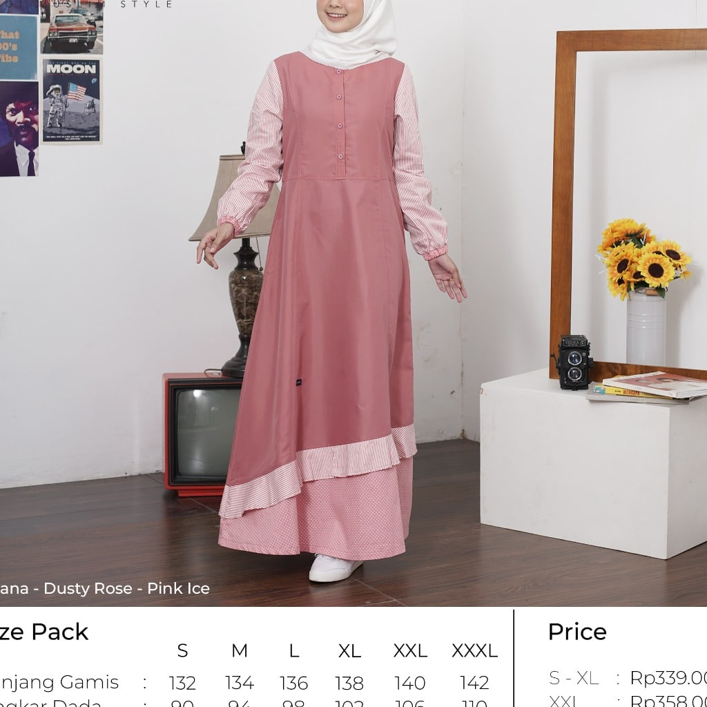 COD Gamis Katun Remaja UPMORE LILIANA Dusty Rose I Golden Brown ORIGINAL I BEKASI
