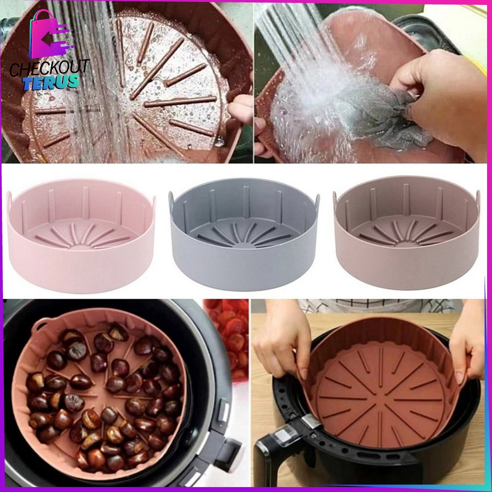 CT C839 Silicone Air Fryer Anti Lengket Bahan Silikon Tahan Panas Baking Reuseable Alas AirFryer Silicon Pot Wadah Loyang Pizza