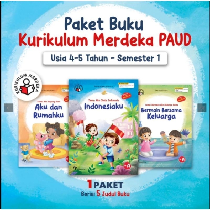 PAKET BUKU KURIKULUM MERDEKA LKA TK KOBER PAUD  1 TAHUN USIA 4-5 TAHUN (ISI 8 TEMA) INTAN PARIWARA