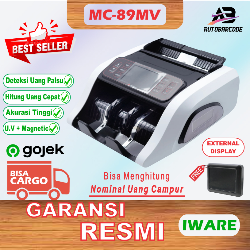 Mesin Penghitung Uang Baru Campur IWARE MC-89MV Emisi 2022 Deteksi Uang Palsu Alat Hitung Dual Display MC BILL COUTER Sinar UV Magnetic MG Money Counter MC89MV / MC 89 MV - ZSA 911 / 1511