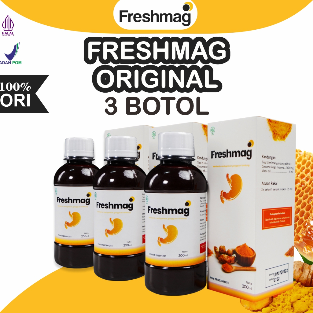 

[UP] 3 BOX Freshmag Obat Asam Lambung Ori Original Paket 3 botol Atasi Mag Maag Gerd Mual Muntah presmag freshmagh freshmaag Isi 200 ml Halal BPOM Best Seller COD