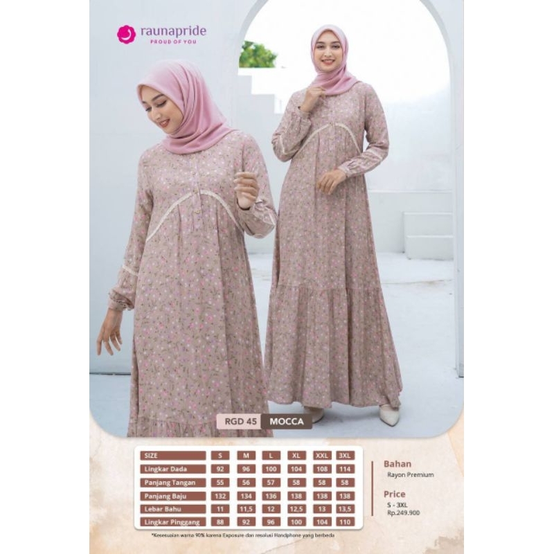 Gamis Merk Rauna RGD 45/Gamis Rauna/RGD45/Gamis rayon premium/Rauna