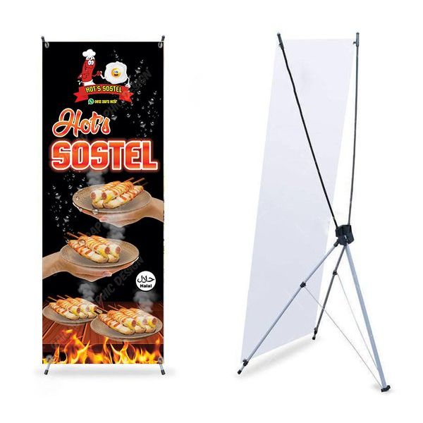paket Stand X Banner Jualan Seblak Warkop Jajanan Es Konter Uk 60x160 Bisa Request Desain Custom