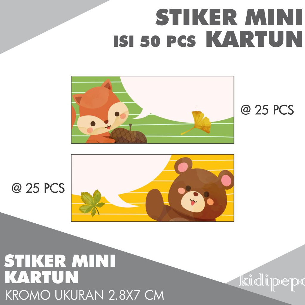 

STIKER MINI KARTUN - ISI 50 PCS