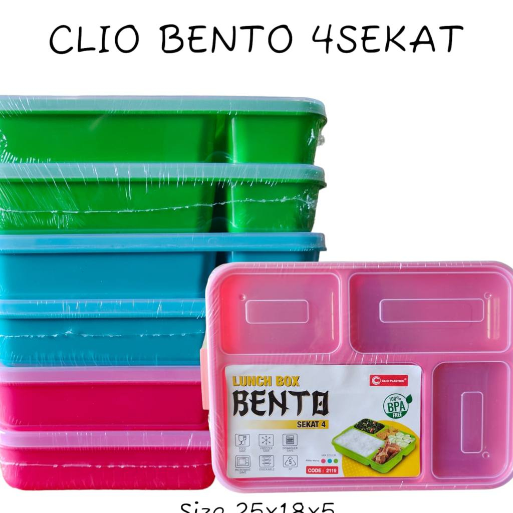 KOTAK MAKAN CATERING 4 SEKAT / LUNCH BOX CLIO BENTO 4 SEKAT