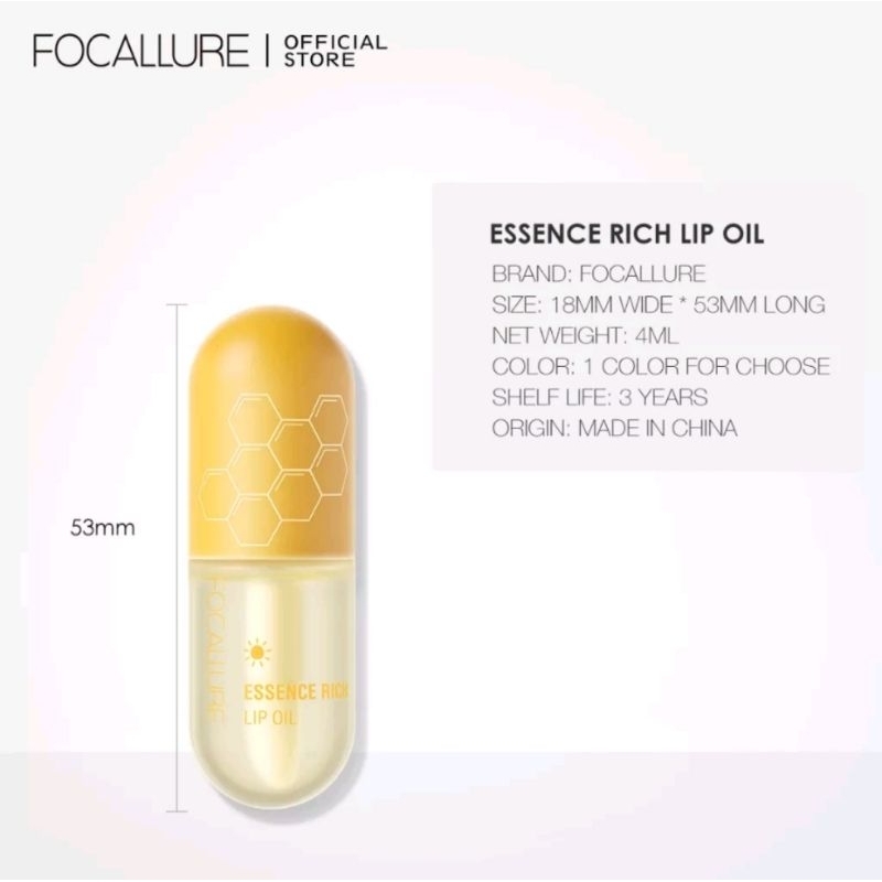 FOCALLURE FA330 Pure Natural Lip Oil Soften Moisturized Repaired Multi-uses Waterproof Lip care-FA330(BPOM)