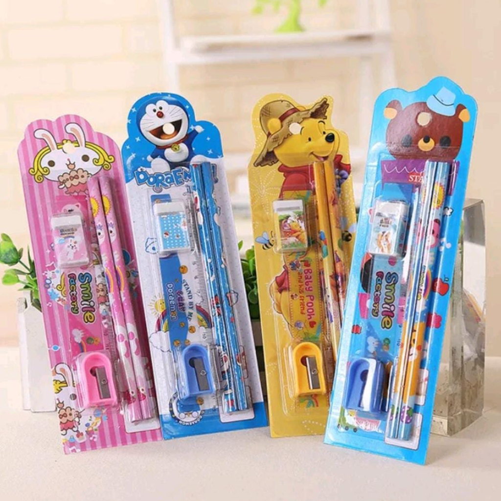 SET ALAT TULIS SEKOLAH 5 in 1 KARAKTER LUCU