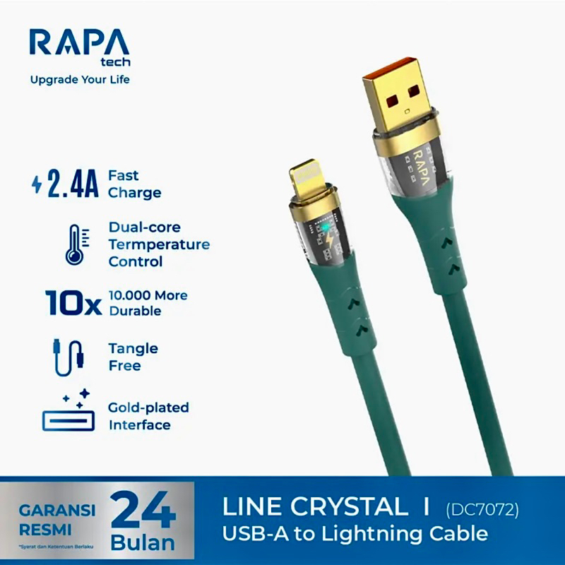 RAPAtech Kabel Data Usb Lightning Fast Charging Transparant Cable For iPhone 6/6S/6+/6S+/7/8/SE/7+/8+/X/XS Max/XR/11/12/13/14 Pro Max/ Line Crystal l