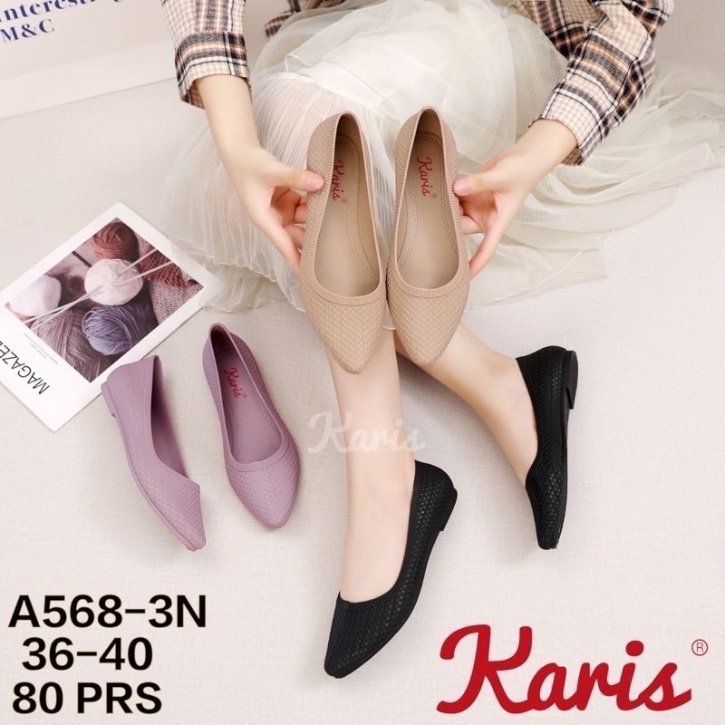 Sepatu Jelly Karis A568 Sepatu Flat Teplek Motif Ulir Terbaru