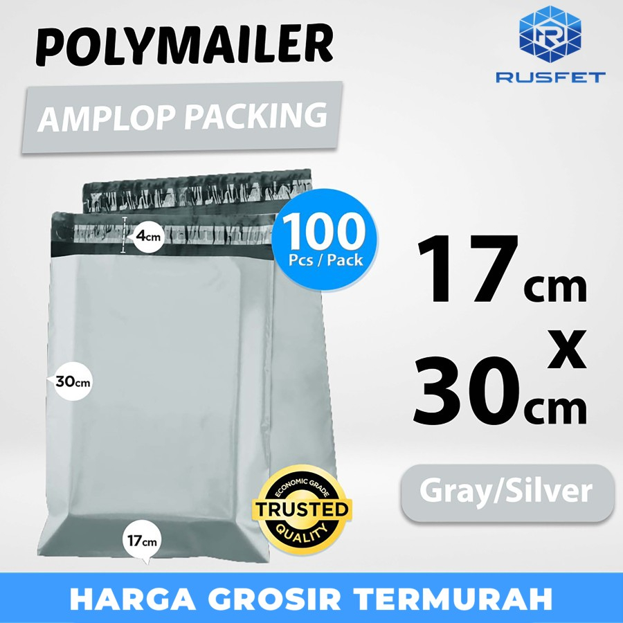 

Polymailer Pack GREY 17cm x 30cm Amplop Plastik Packing Olshop Ekonomi