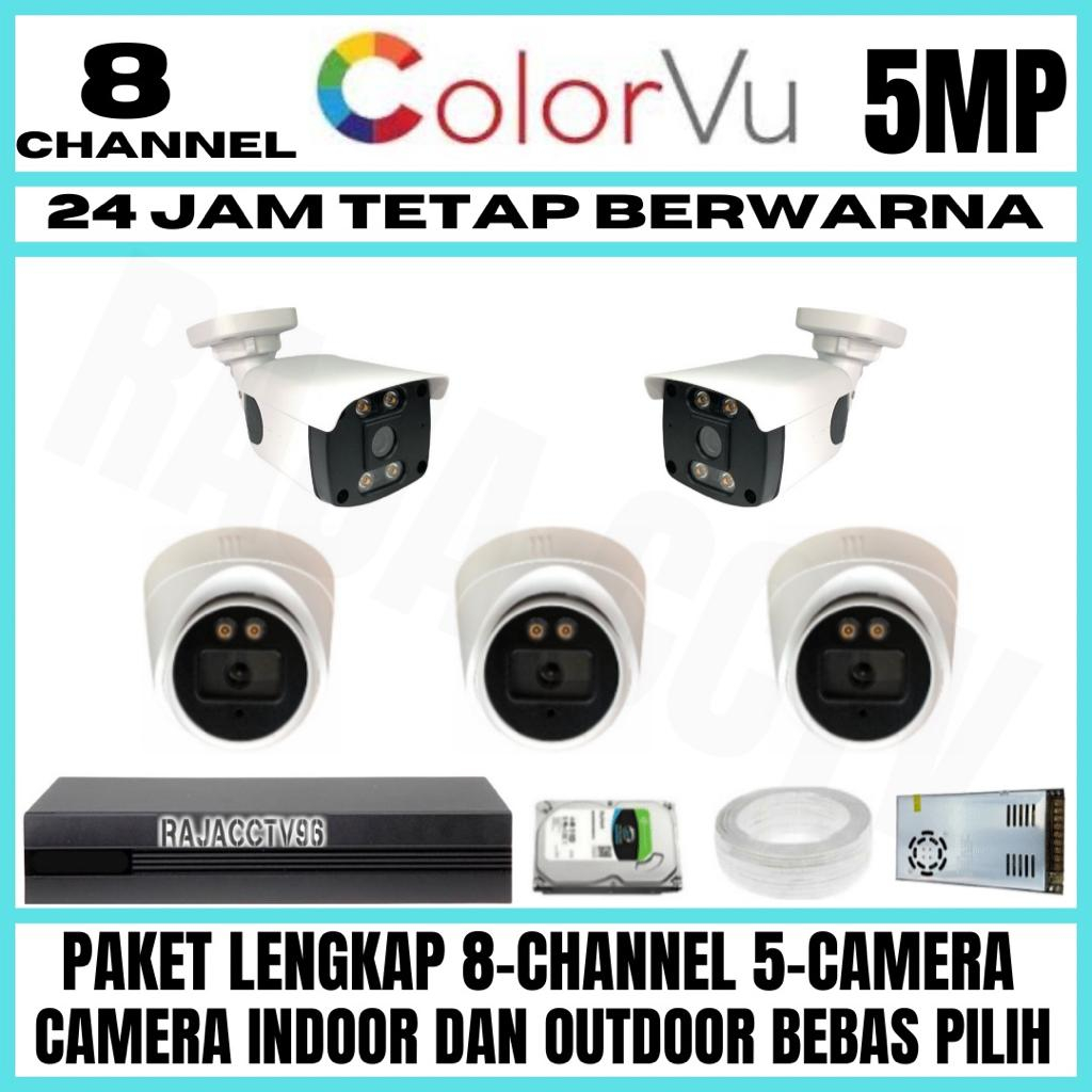 PAKET CCTV COLORVU 8 CHANNEL 5 CAMERA 5MP 1080P TURBO HD IC SONY KAMERA CCTV