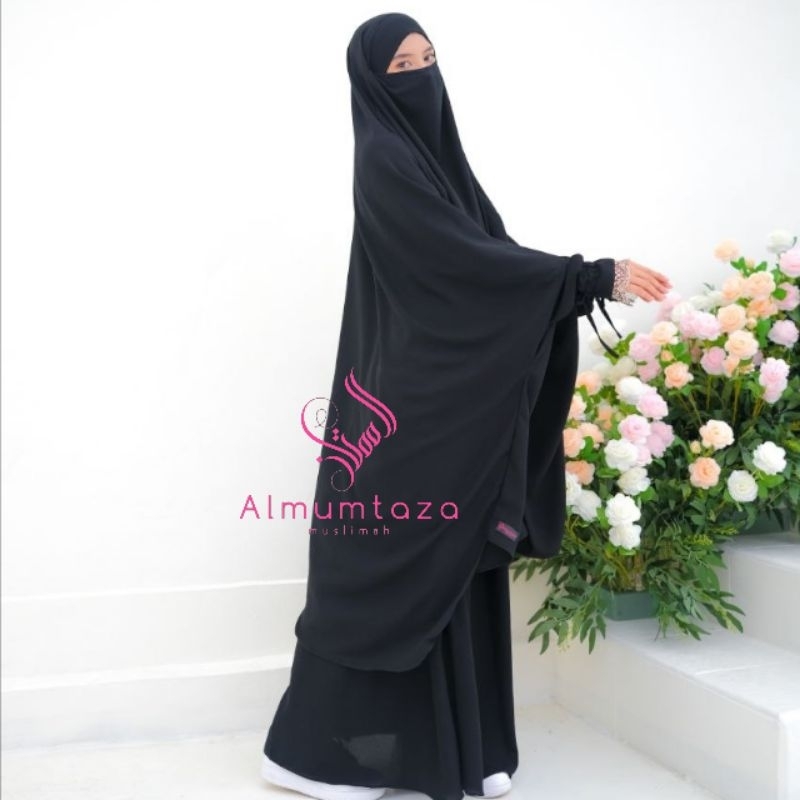 french Khimar Maryam Jetblack Set Rok  - Almumtaza Muslimah