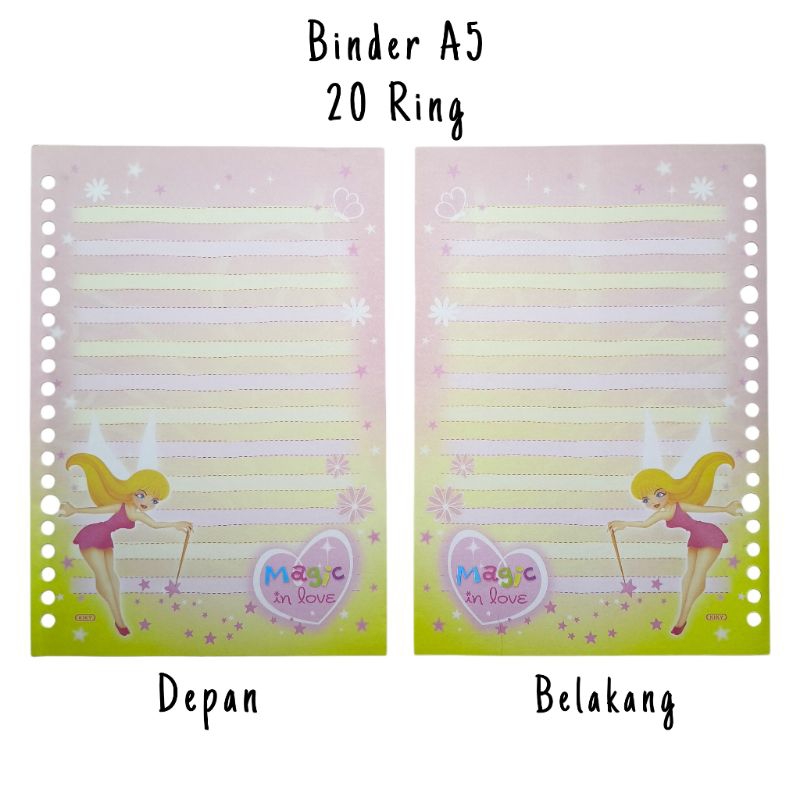 PRELOVED - 20 Lembar Isi Binder A5 Refill Binder A5 Binder Fancy Kertas Binder Langka Orji File