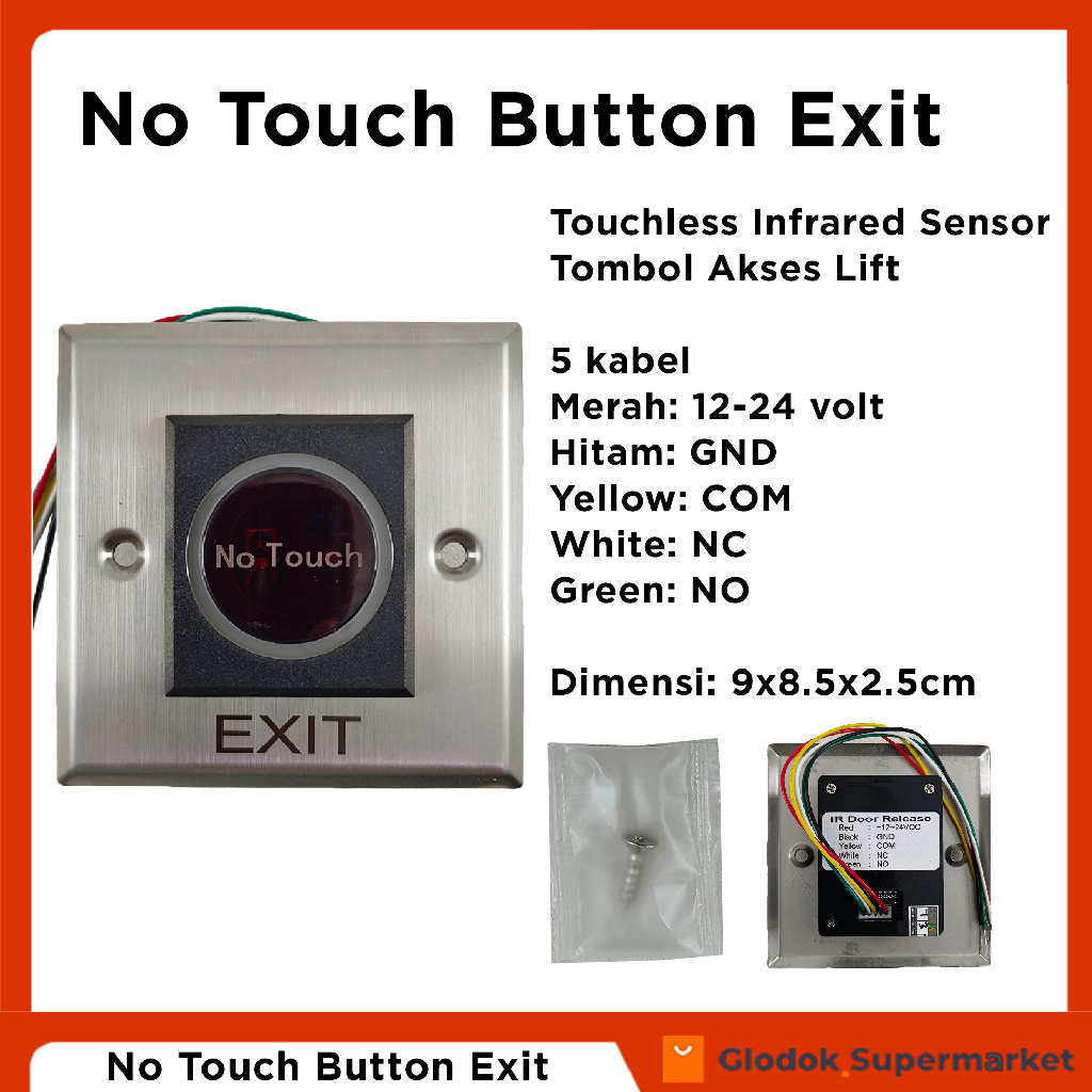 No Touch Button Exit Touchless Infrared Sensor Tombol Akses Lift