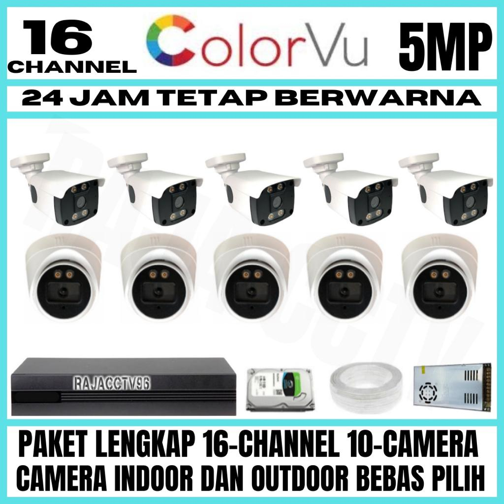 PAKET CCTV COLORVU SIANG MALAM BERWARNA 16 CHANNEL 10 CAMERA 5MP 1080P TURBO HD IC SONY KAMERA CCTV AUDIO SERIES