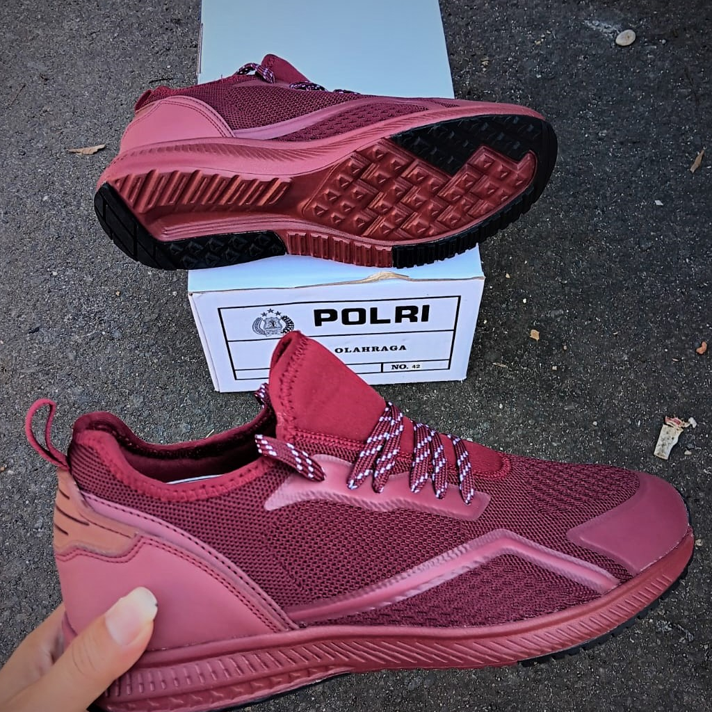 SEPATU RUNNING MERAH MAROON JATAH MABES POLRI