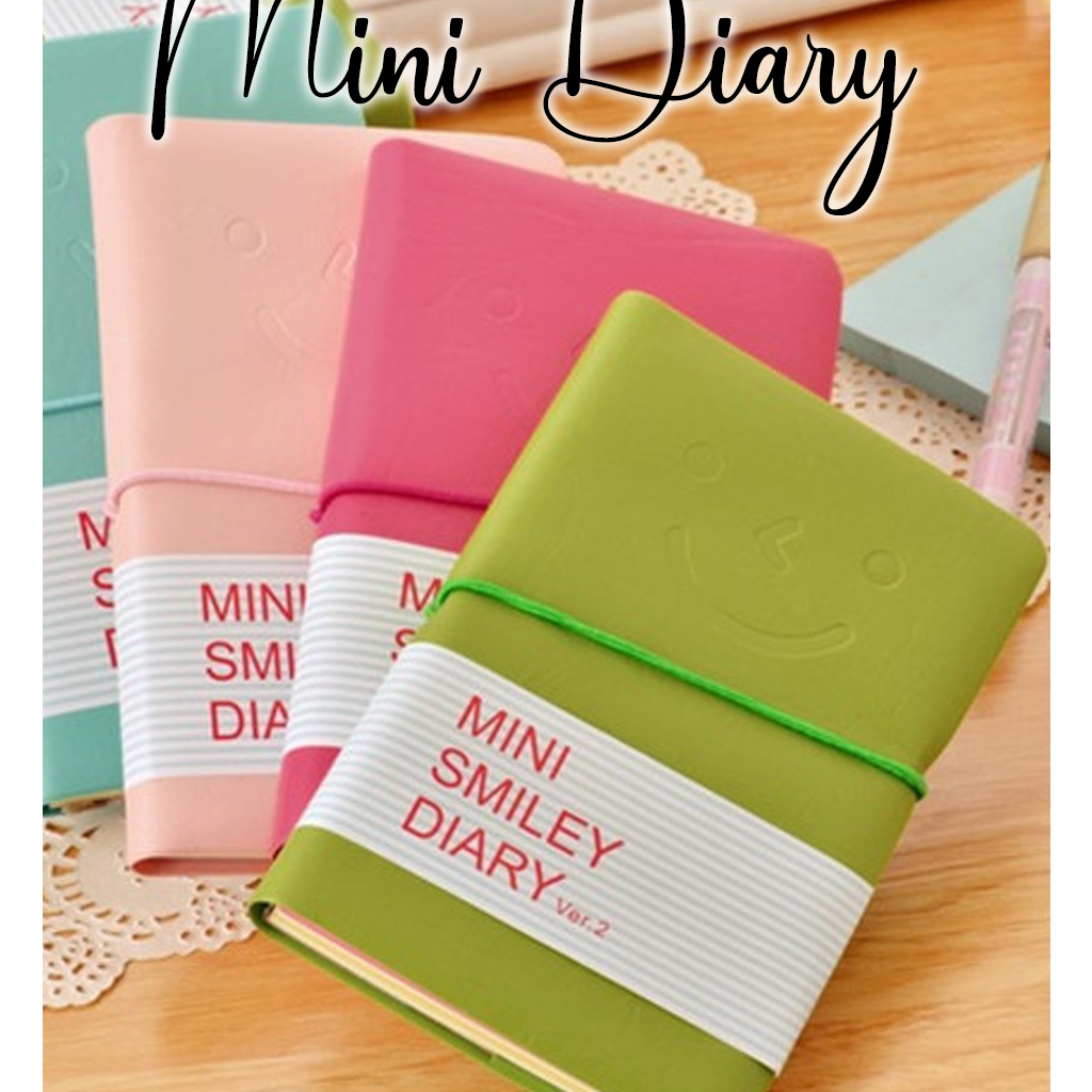 Mini Diary Book Smile Buku Catatan Kecil Kertas Bergaris Polos Warna Warni Student Office ATK Stationer