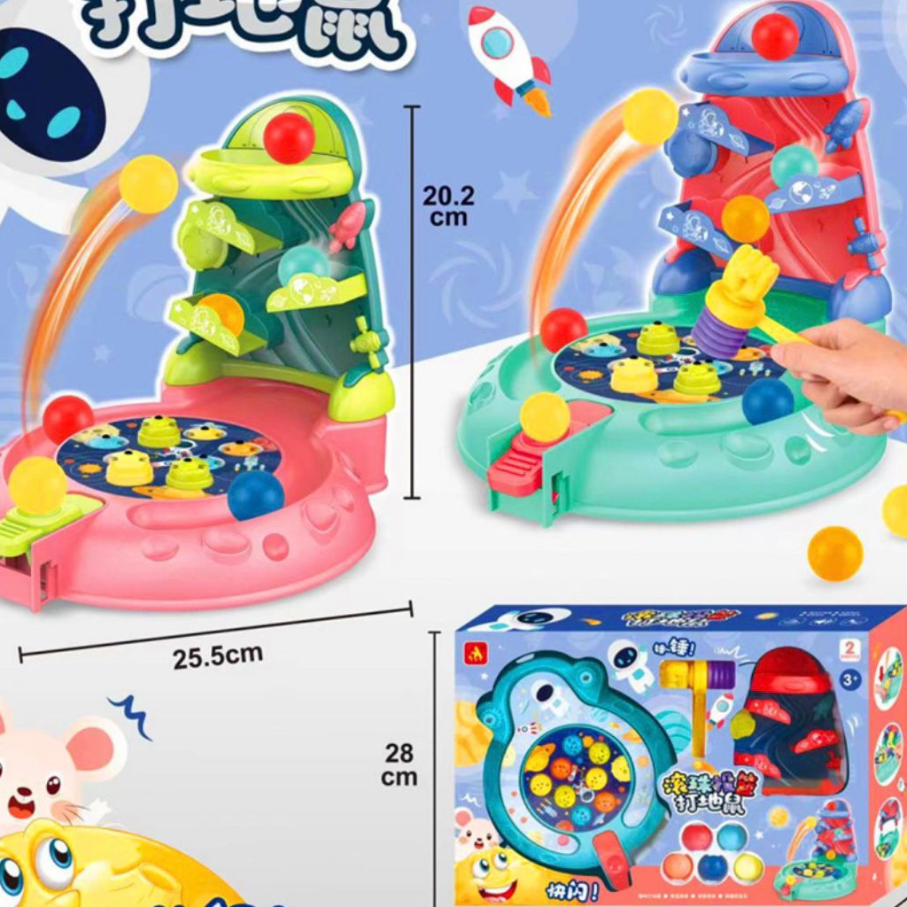 [tma] Mainan Lempar Bola Basket Pukul Tikus Seluncuran / Mainan Anak Sliding Ball / Hit The Ball / 2 in 1 Games