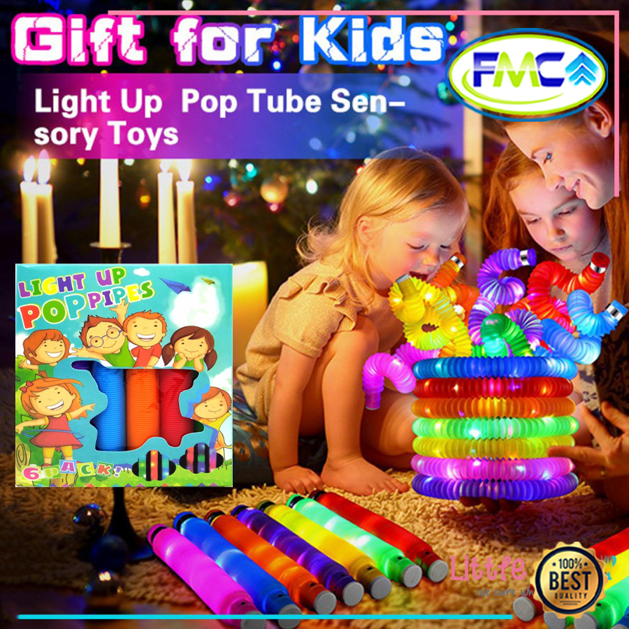 Mainan Poplight Lampu Spiral Pop Pipes Tube Viral Mainan Anak Pop Light Nyala Lamp Pelangi Warna Super Terang