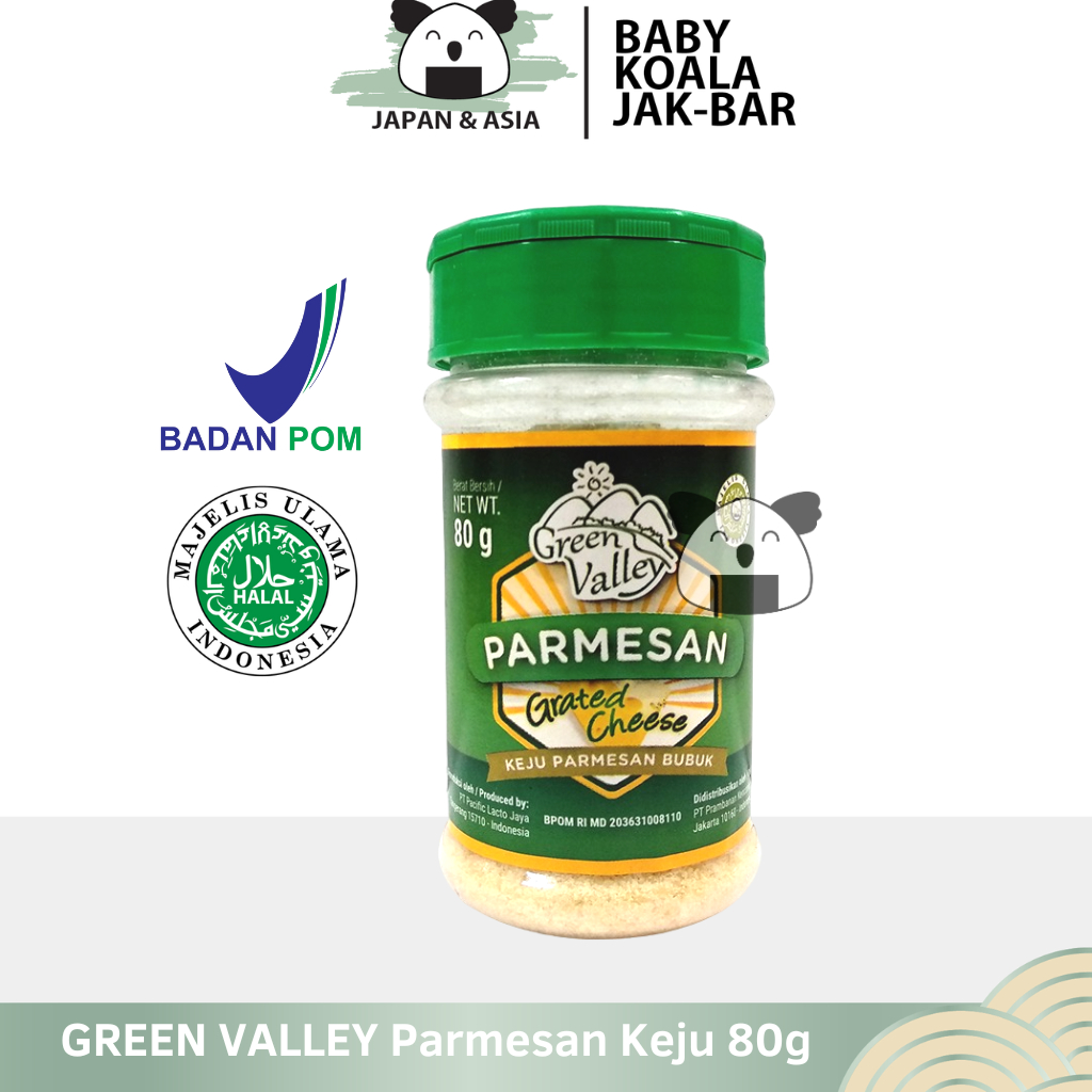 

GREEN VALLEY Keju Parmesan Cheese 80 g Halal | Keju Parmesan Bubuk.............