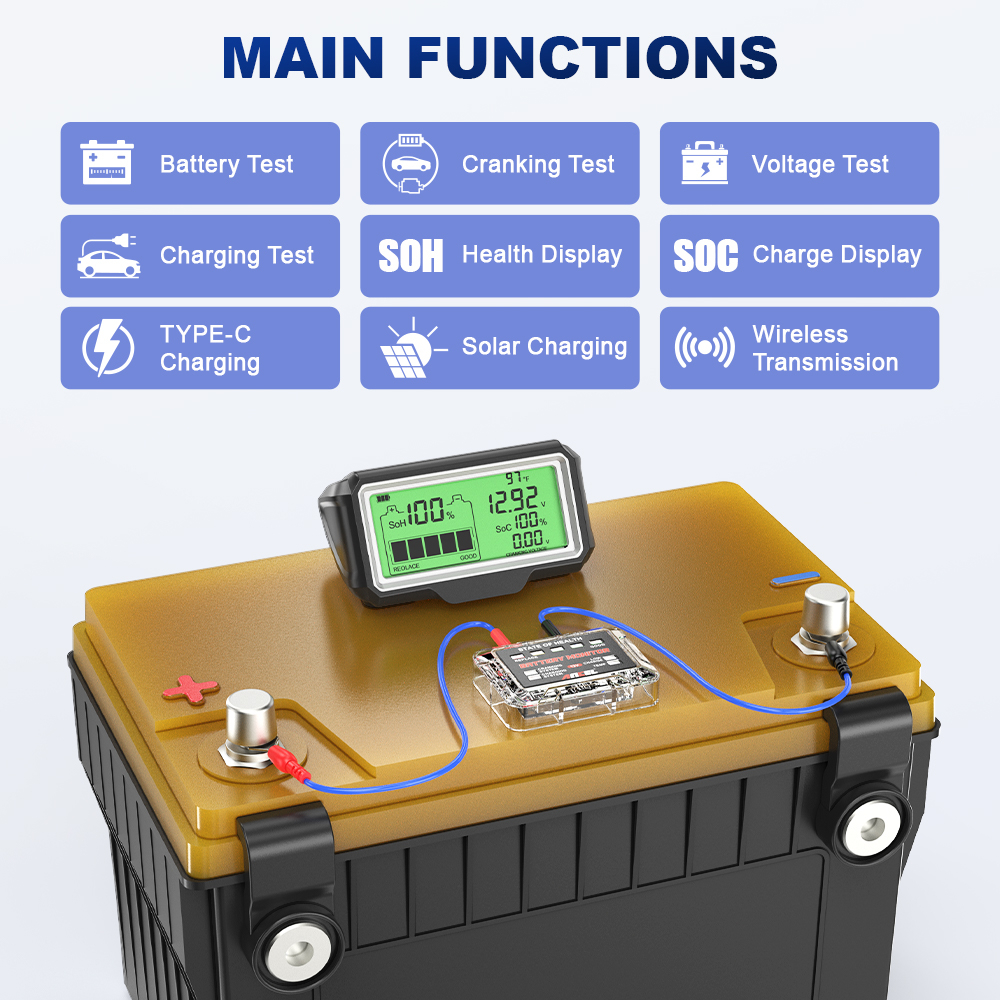 Ancel Bm200 Pro Alat Tester Kapasitas Baterai Mobil 12v Soh Soc Anti Air Dengan Layar Led