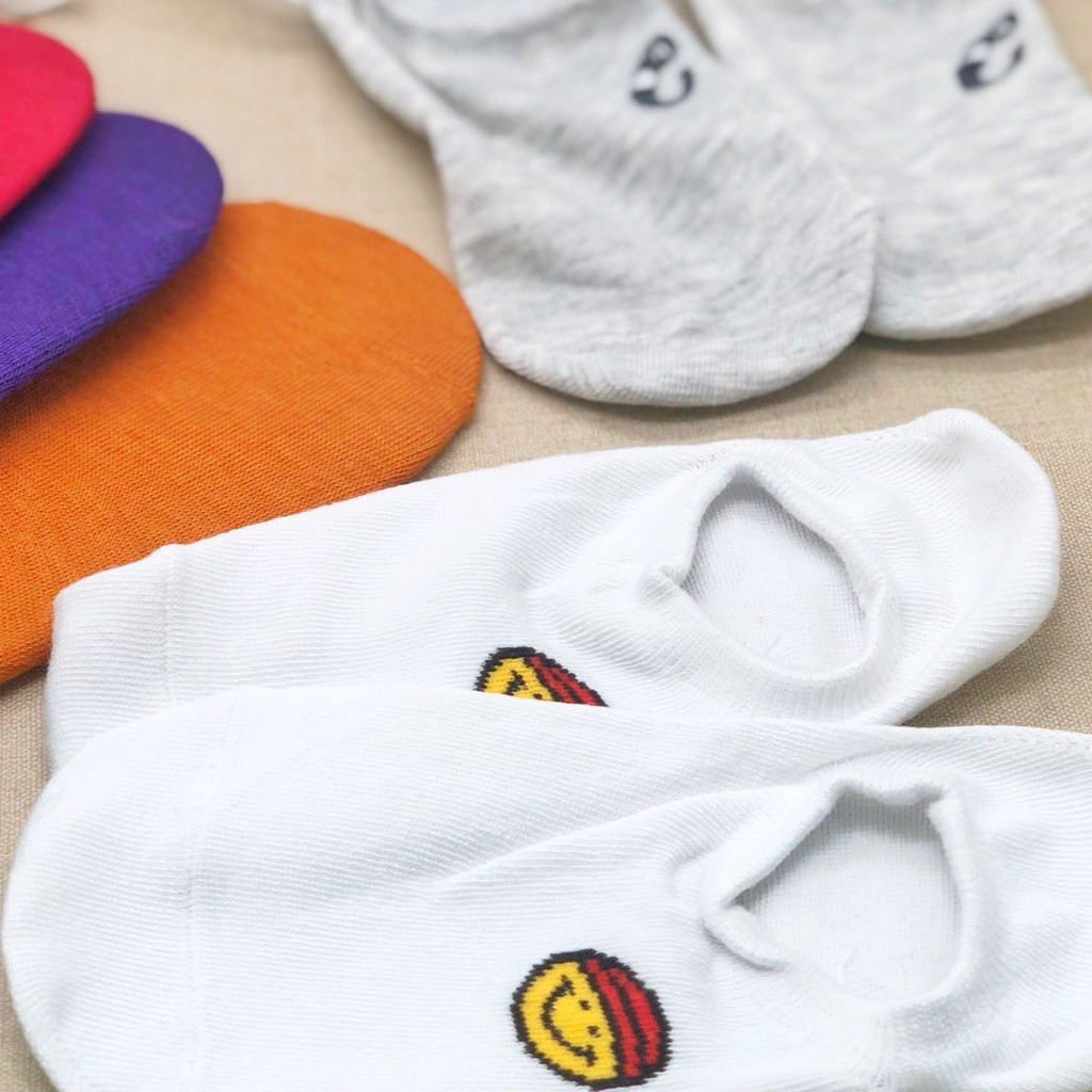 kaos kaki footcover foot cover hidden socks pendek elmo emoji emmo import warna kaus kaki fashion