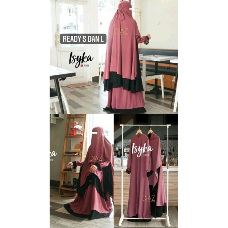 isyka gamis set Khimar nonped cadar bandana original