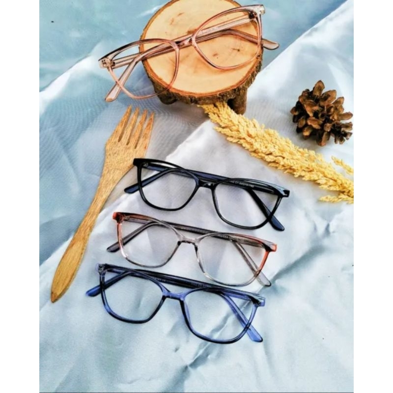 Nnkacamata frame cat eye kotak wanita bahan plastik