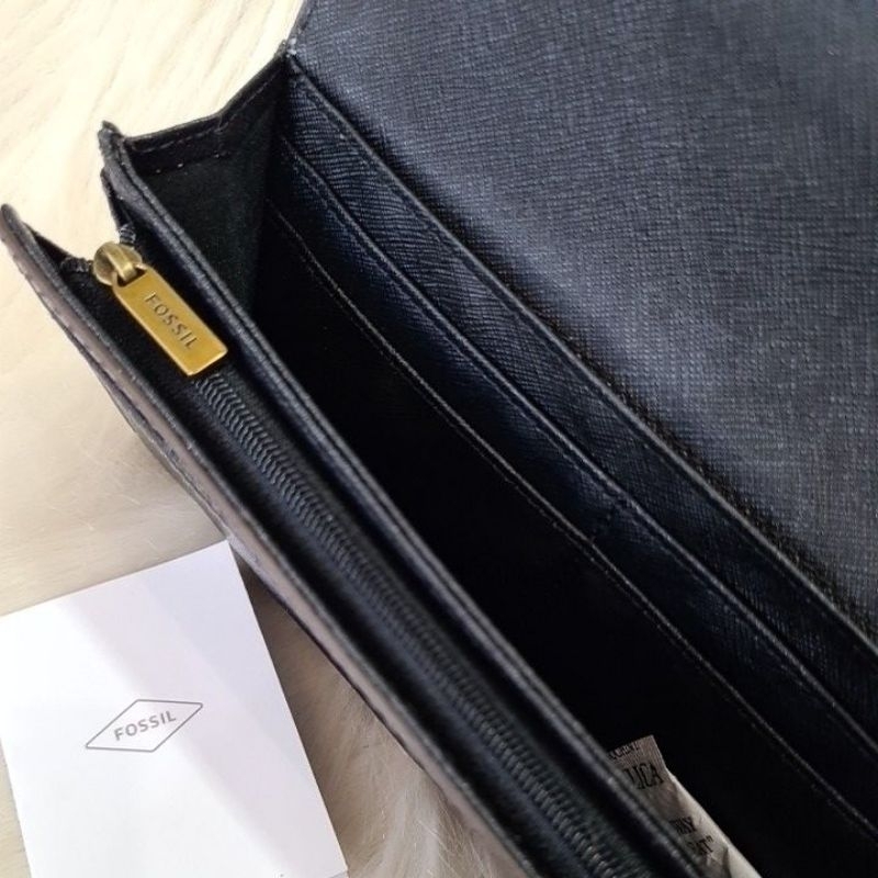 LEATHER WALLET FOS* BLACK AUTH