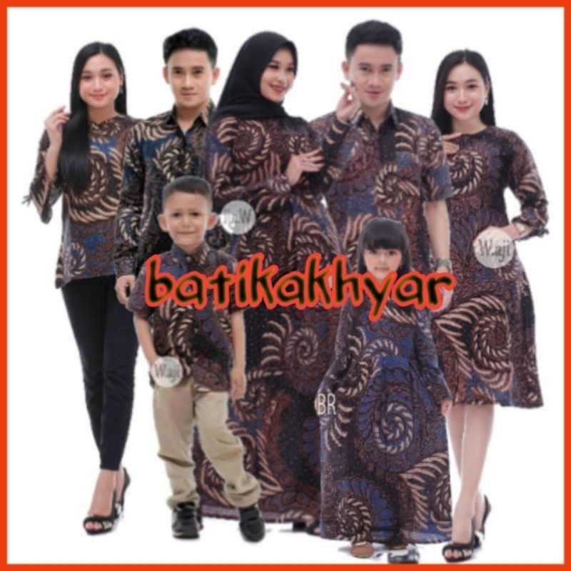 PROMO BATIK COUPLE KELUARGA SARIMBIT sania ruffle batik ori ndoro jowi motif puser ungu