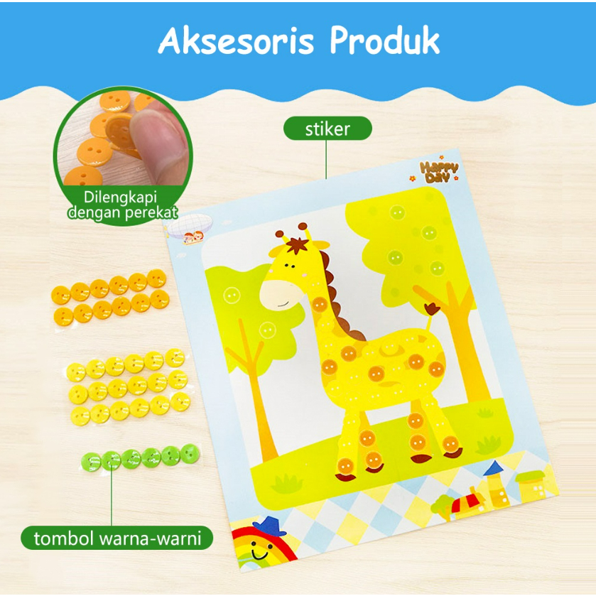 Mainan Edukasi Anak Menempel Kacing / Painting Button Sticker Montessori / Mainan Anak Lukisan Kancing CBKS LC