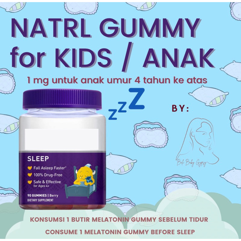 [IMPORT] Sleep Melatonin Gummies for KIDS (Anak dan Ibu Hamil) 1MG per 1 Piece/per 1 Biji/Satuan/Ecer