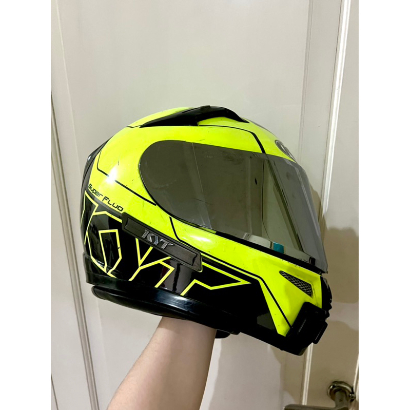 Helm KYT K2 Rider Super Fluo Yellow size M || helm fullface || helm KYT