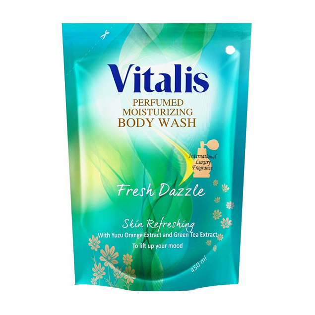 [BOGOF AIKEN HS 500 ml] Vitalis Perfumed Moisturizing Body Wash Refill 450ml - item Fresh Dazzle