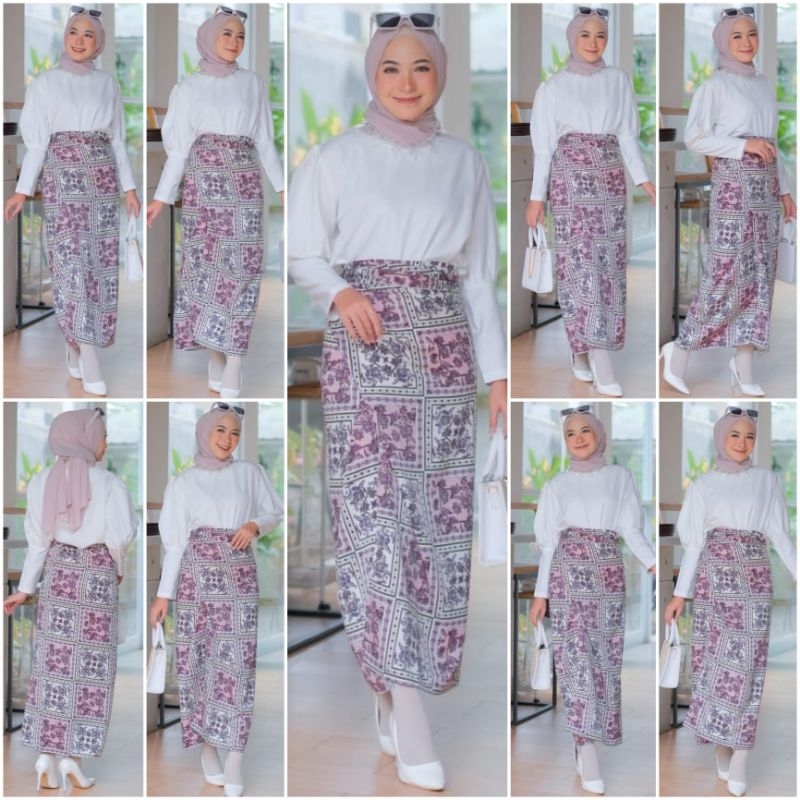 ⚡️CLEARANCE SALE ♡ PREMIUM ♡ ORIGINAL ! SALSABILLA 2 IN 1 ETHNIC BATIK SHABBY SET GAMIS PUFFY BLOUSE WITH WRAP TIED SKIRT / SETELAN ATASAN &amp; ROK LILIT