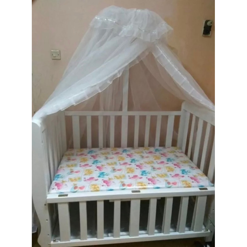 Preloved Baby Box Crib Bayi Babybox Kayu 1 Tiang 4 Roda 3 Tingkat Bongkar Pasang Merk Hakari