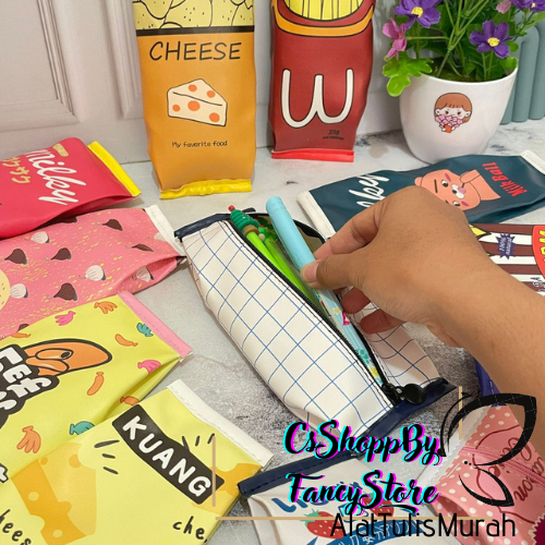 

Kotak Pensil Motif Makanan Ringan Ciki Biskuit Wafer Susu Tempat Pensil Karakter Bisa Cod
