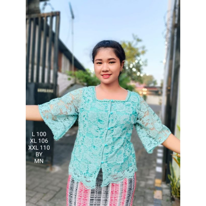 Atasan kebaya brokat renda SInopak mix Payet mutiara dileher