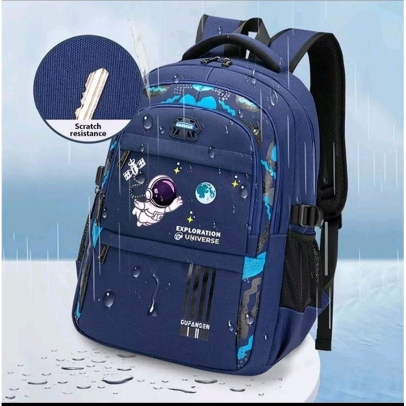 Ransel Sekolah Anak Motif Astronot Free Botol Minum Tas Sekolah Anak SD SMP