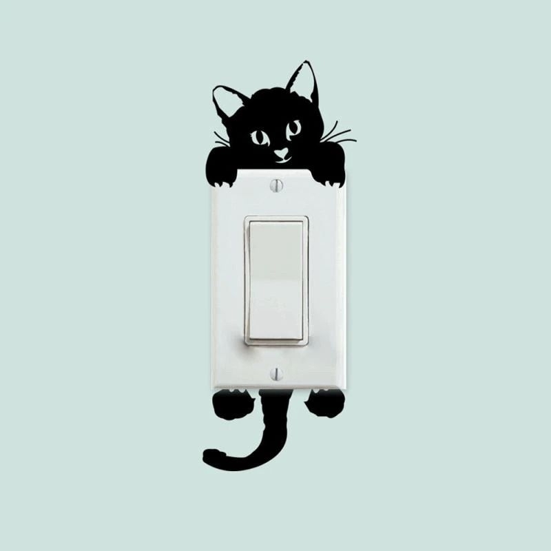 Stiker Dinding Lucu Sleeping Cat Wallpaper