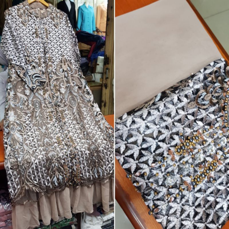 [ COD ] NEW LIMITED EDITION GAMIS CARDINGAN SUPER CANTIK/GAMIS CARDINGAN TILLE BORDIR MUTIARA SUPER 