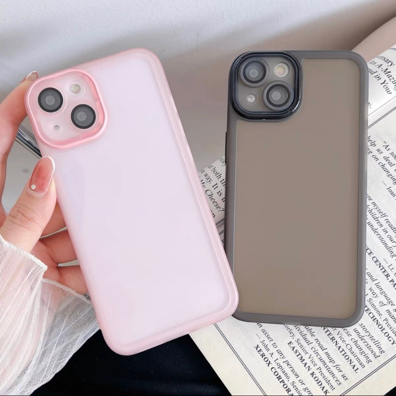 Case Clear Colored + Lens Guard IPHONE 11 12 13 14 14+ 15 15+ PRO MAX PLUS Combination Of Soft And Hard Protection Againts Fall