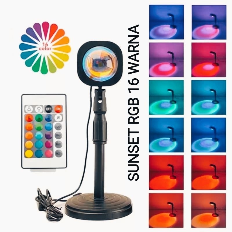 Lampu Sunset Proyektor LED RGB87 Remote Control 16 Warna Live Streaming