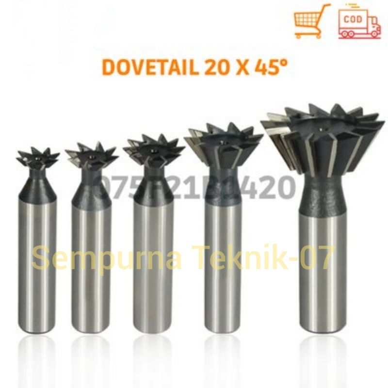 Endmill Pisau Ekor Burung Dovetail 20x45 Derajat HSS Bukan Carbide
