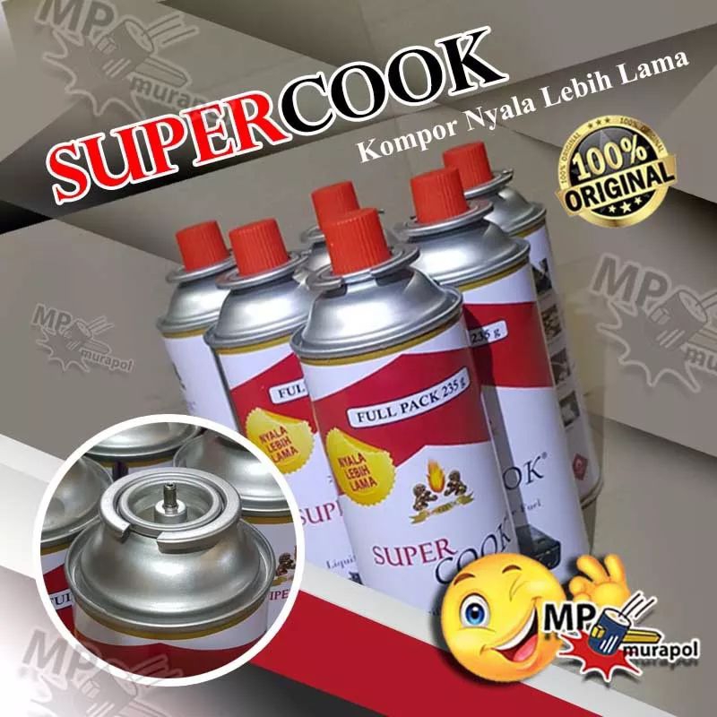 tabung gas kaleng kompor portable super cook 235gr original