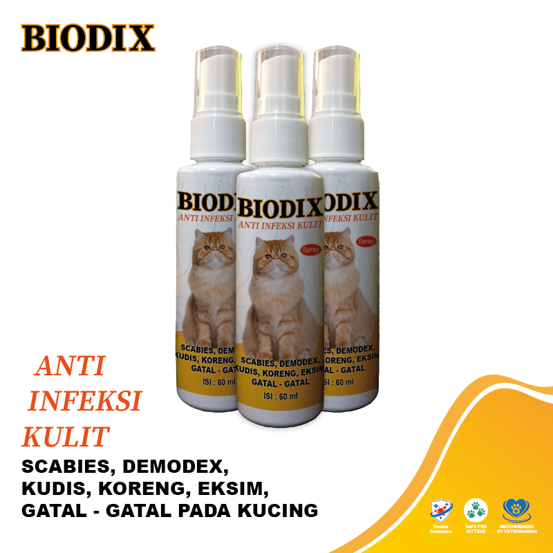 Biodix obat kulit kucing Anti Infeksi Kulit 60ml Aman terjilat kucing dan ampuh